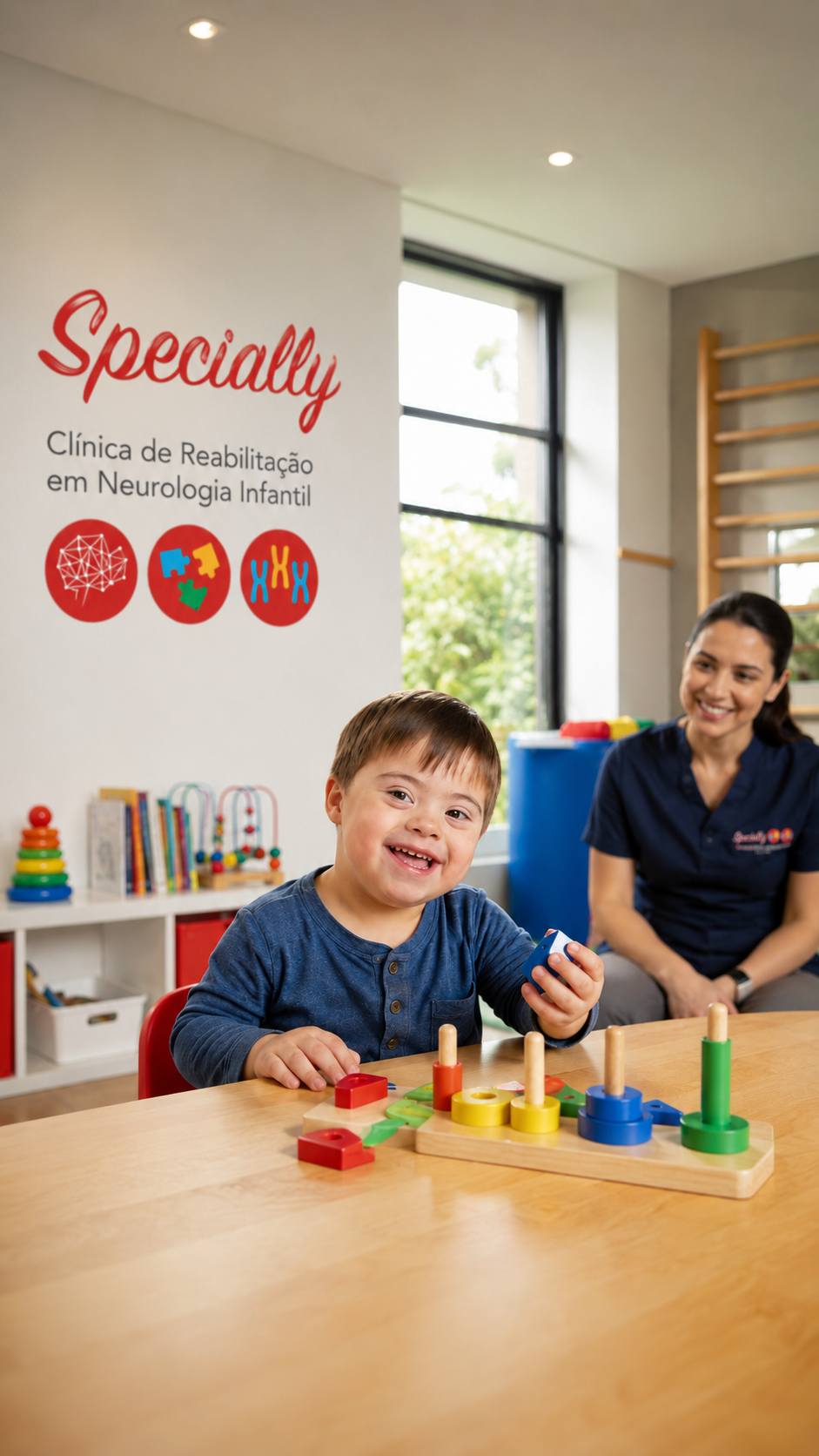 Atendimento infantil para T21 Síndrome de Down na clínica Specially